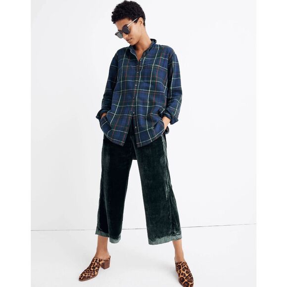 Madewell Smoky Spruce Green Velvet Huston Pull-On Crop Pants M NWT - Picture 10 of 11
